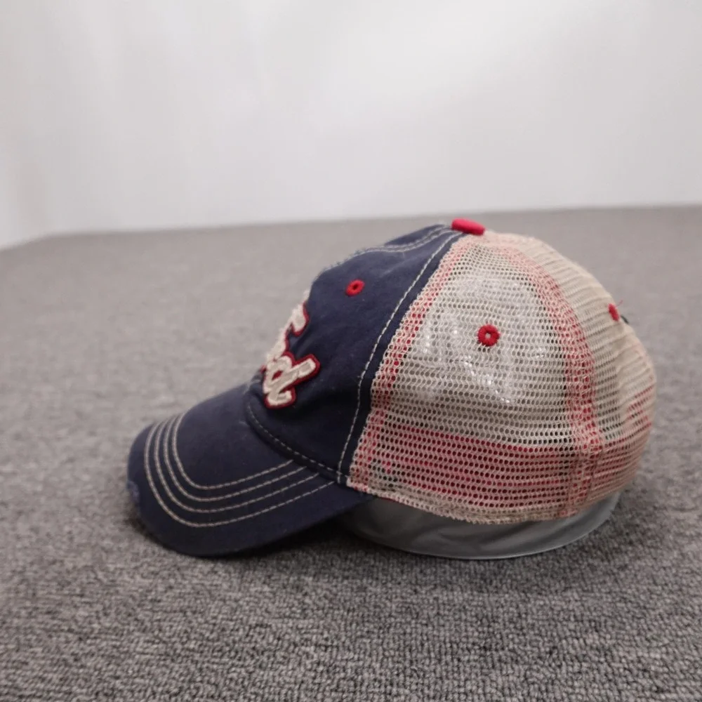 Ford Hat Cap Snap Back Mens One Size Blue Mesh Trucker Distressed Baseball Logo